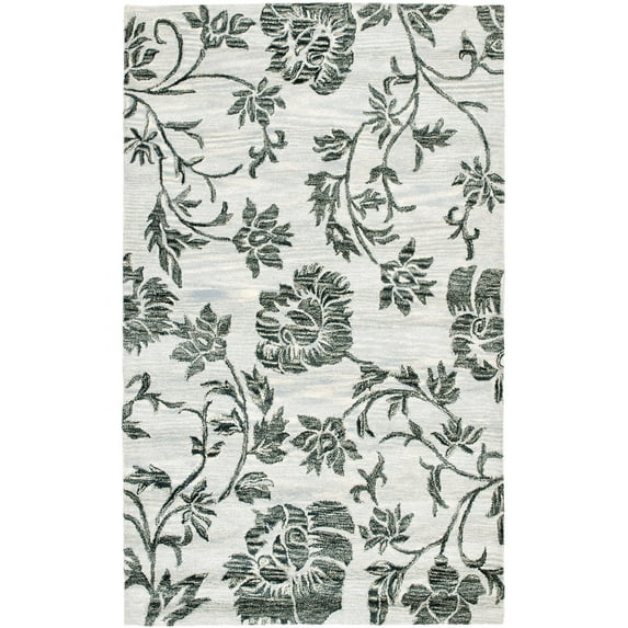SAFAVIEH Soho Crystal Floral Wool Area Rug, Grey/Black, 5' x 8'