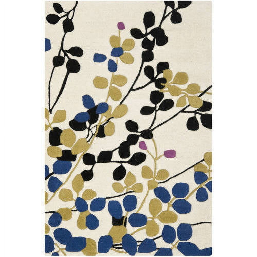 Handmade Ivory Wool and Viscose Tufted Area Rug 30" x 4"