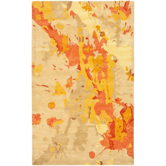 SAFAVIEH Soho Cyprus Abstract Wool Area Rug, Beige/Multi, 5' x 8'