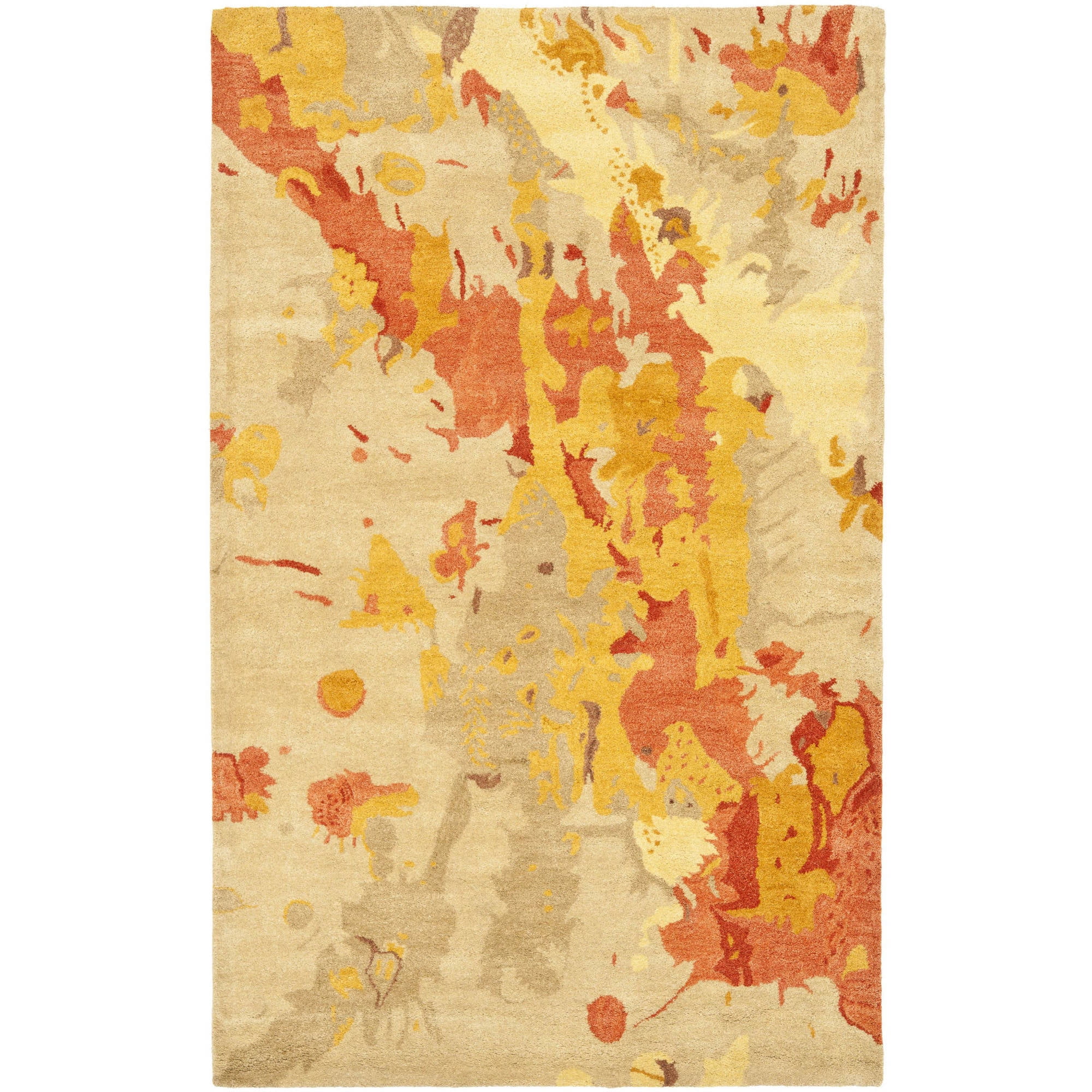 Soho 6' x 9' Beige and Orange Wool Viscose Rug