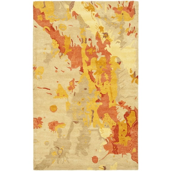SAFAVIEH Soho Cyprus Abstract Wool Area Rug, Beige/Multi, 6' x 9'