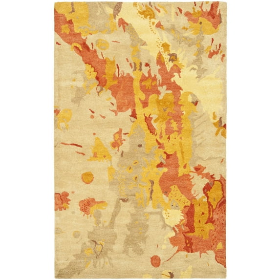 SAFAVIEH Soho Cyprus Abstract Wool Area Rug, Beige/Multi, 6' x 9'