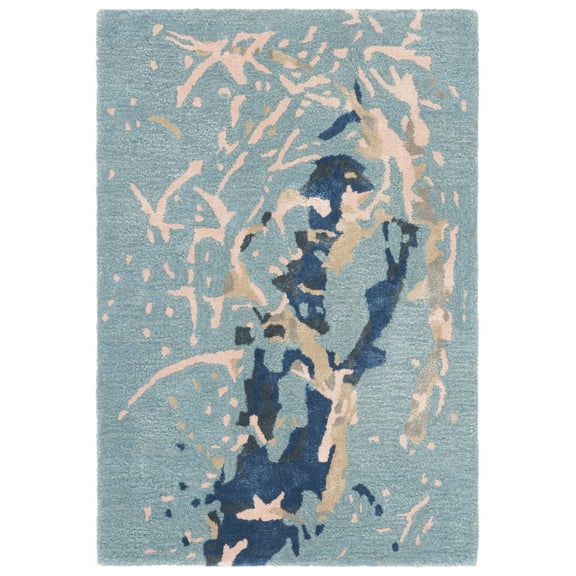 SAFAVIEH Soho Daffodil Abstract Area Rug, Blue/Light Pink, 2' x 3'