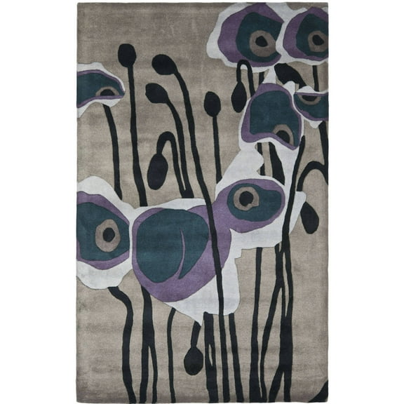 SAFAVIEH Soho Daisy Abstract Wool Area Rug, Grey/Blue, 3'6" x 5'6"