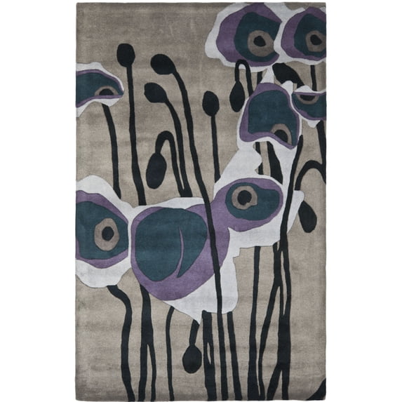 SAFAVIEH Soho Daisy Abstract Wool Runner Rug, Grey/Blue, 2'6" x 6'