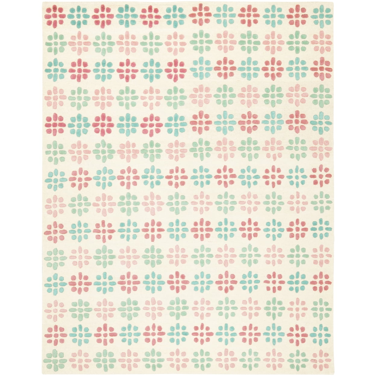 Ivory Multi-Color Tufted Wool and Viscose Area Rug