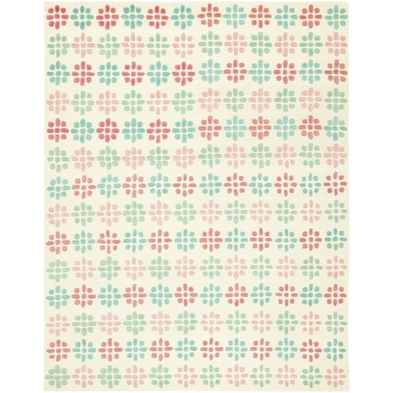 SAFAVIEH Soho Daisy Geometric Wool Area Rug, Ivory/Multi, 3'6" x 5'6"