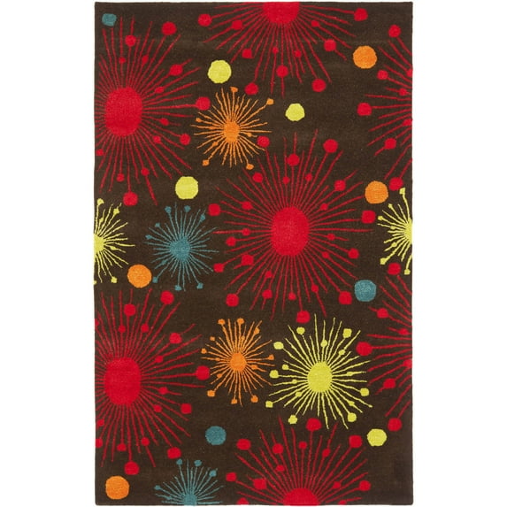 SAFAVIEH Soho Danielle Fire Works Wool Area Rug, Brown/Multi, 5' x 8'