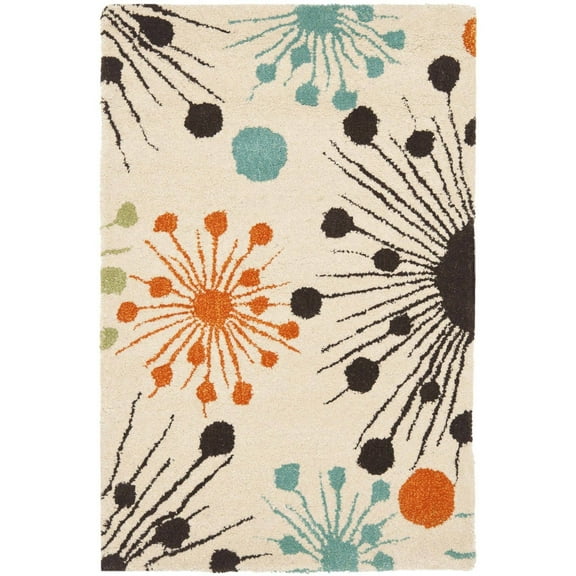 SAFAVIEH Soho Danielle Fire Works Wool Area Rug, Ivory/Multi, 2' x 3'