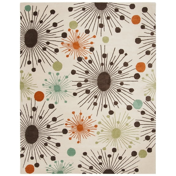 SAFAVIEH Soho Danielle Fire Works Wool Area Rug, Ivory/Multi, 9'6" x 13'6"