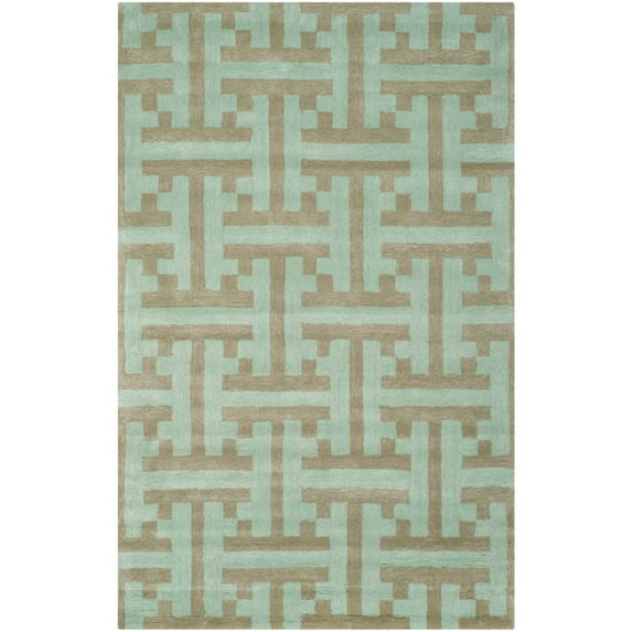 SAFAVIEH Soho Darden Geometric Wool Area Rug, Light Blue/Multi, 5' x 8'