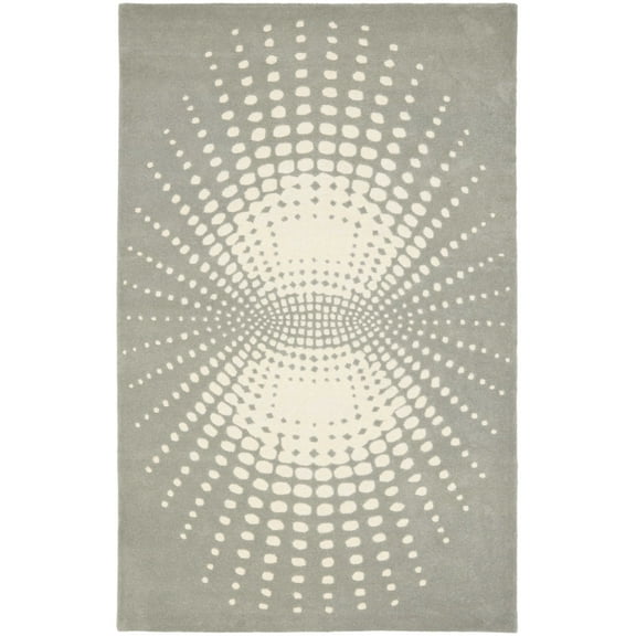 SAFAVIEH Soho David Polka Dots Wool Area Rug, Blue/Ivory, 3'6" x 5'6"