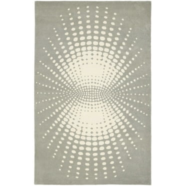 SAFAVIEH Soho David Polka Dots Wool Area Rug, Blue/Ivory, 6' x 6' Square