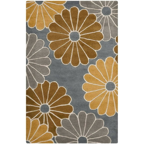 SAFAVIEH Soho Deven Floral Wool Area Rug, Grey/Yellow, 2' x 3'
