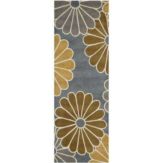 SAFAVIEH Soho Deven Floral Wool Runner Rug, Grey/Yellow, 2'6" x 6'
