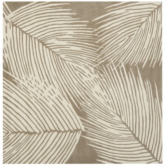 SAFAVIEH Soho Devon Floral Wool Area Rug, Beige/Ivory, 6' x 6' Square