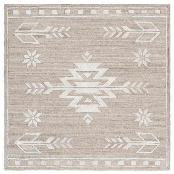 SAFAVIEH Soho Dinah Geometric Area Rug, Beige/Ivory, 6' x 6' Square
