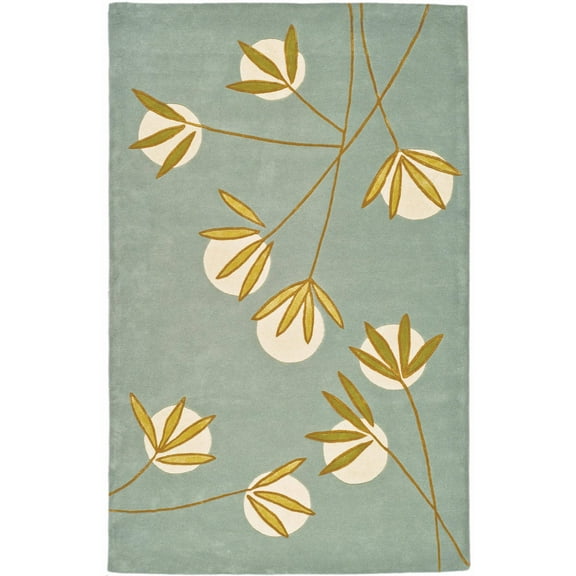 SAFAVIEH Soho Dixie Floral Wool Area Rug, Light Blue/Green, 3'6" x 5'6"