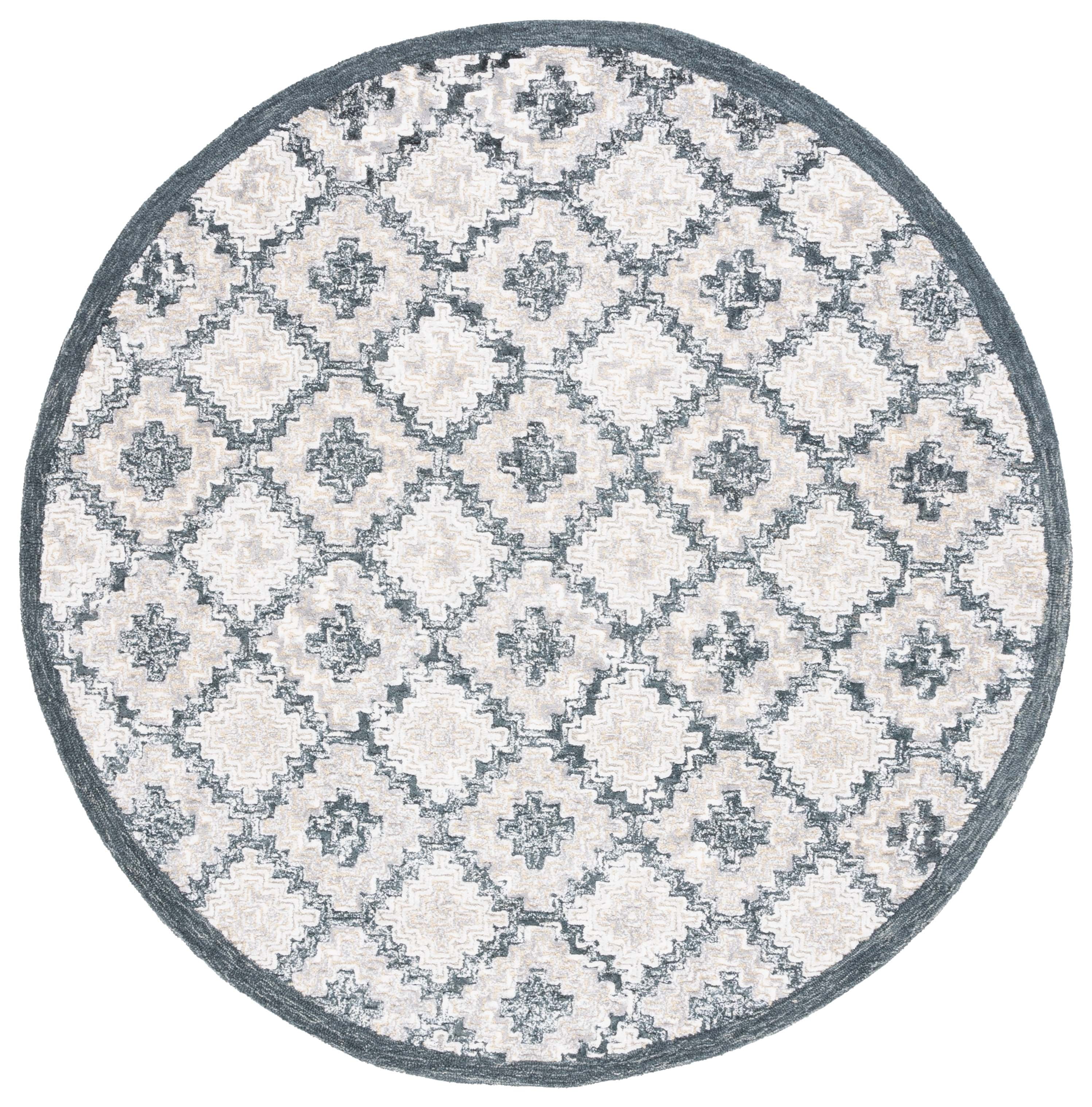 SAFAVIEH Soho Donette Geometric Area Rug, Grey/Ivory, 6' x 6' Round