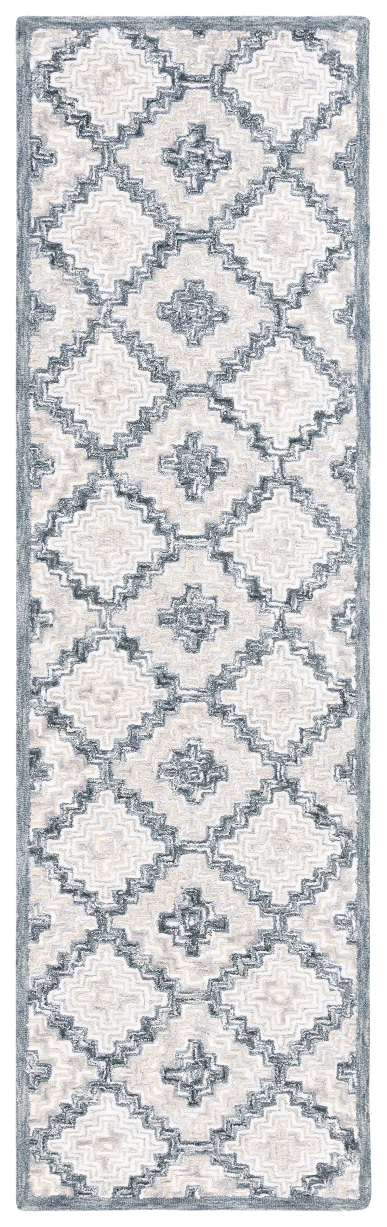 SAFAVIEH Soho Donette Geometric Runner Rug, Grey/Ivory, 2'3" x 8'