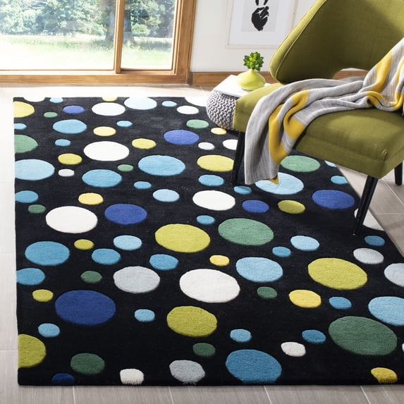 SAFAVIEH Soho Dots Polka Dots Wool Area Rug, Black/Multi, 9'6" x 13'6"