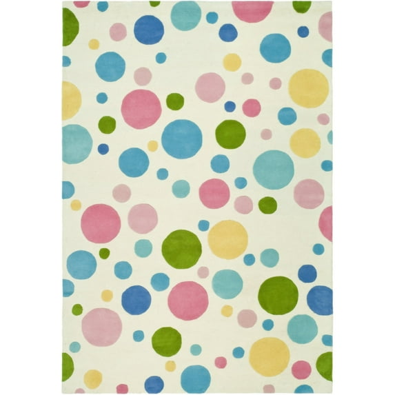 SAFAVIEH Soho Dots Polka Dots Wool Area Rug, Ivory/Multi, 8' x 8' Square