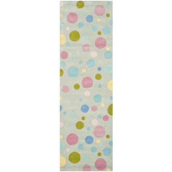 SAFAVIEH Soho Dots Polka Dots Wool Runner Rug, Grey/Multi, 2'6" x 8'