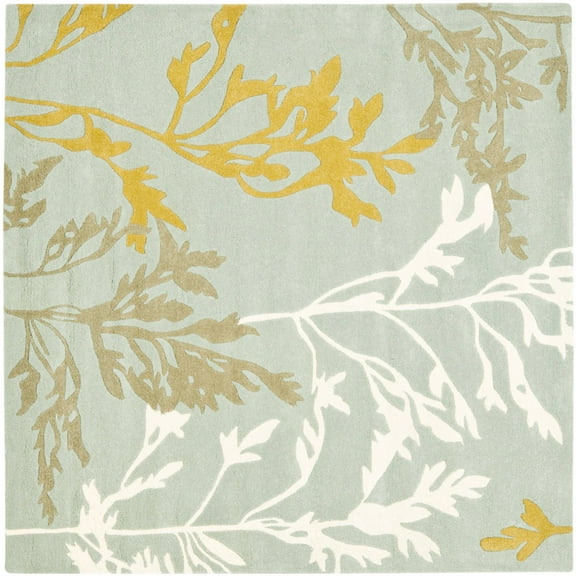 SAFAVIEH Soho Dylan Floral Wool Area Rug, Blue/Multi, 6' x 6' Square