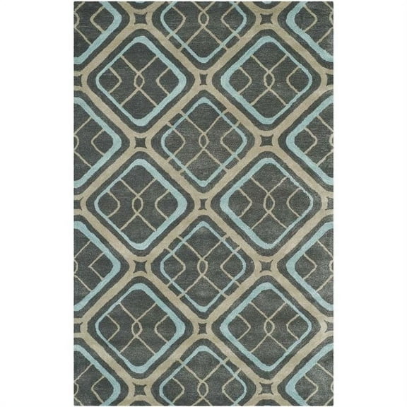 SAFAVIEH Soho Earl Geometric Wool Area Rug, Grey/Multi, 3'6" x 5'6"