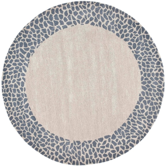 SAFAVIEH Soho Easton Polka Dots Wool Area Rug, Silver/Grey, 6' x 6' Round
