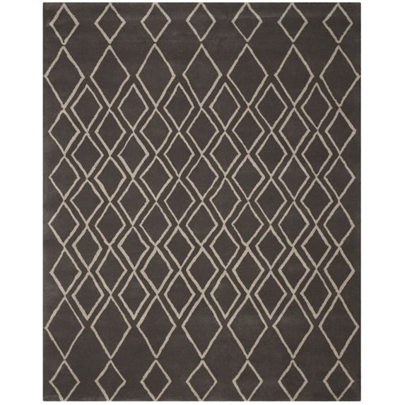 SAFAVIEH Soho Eden Geometric Wool Area Rug, Ivory/Dark Grey, 6' x 6' Square