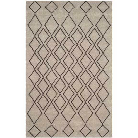 SAFAVIEH Soho Eden Geometric Wool Area Rug, Light Grey/Dark Grey, 5' x 8'