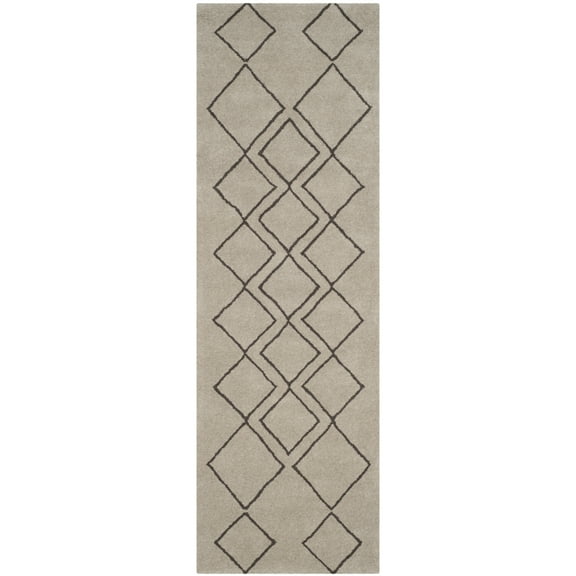 SAFAVIEH Soho Eden Geometric Wool Runner Rug, Light Grey/Dark Grey, 2'6" x 8'