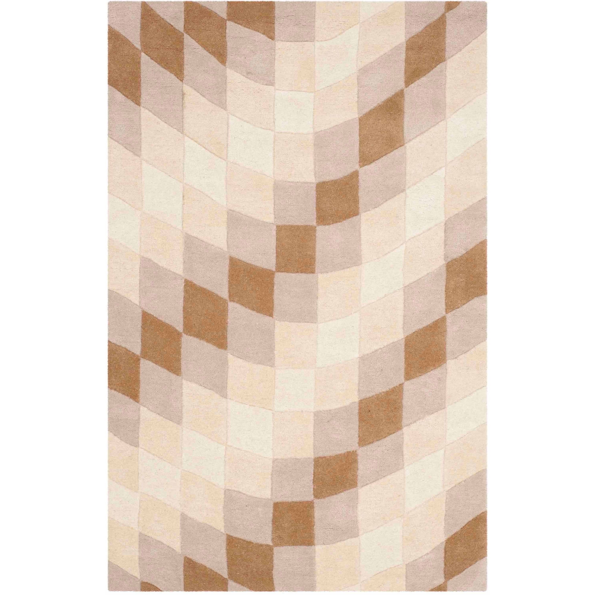 Ivory and Sand Tufted Wool Rectangular Rug