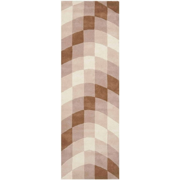 SAFAVIEH Soho Edna Abstract Wool Runner Rug, Sand/Ivory, 2'6" x 8'