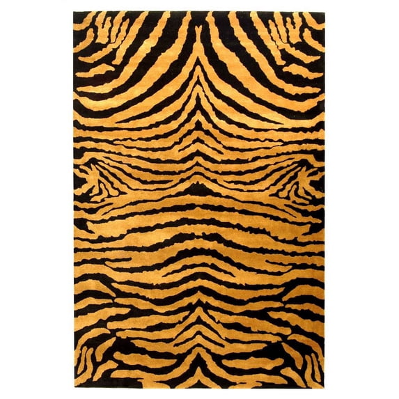 SAFAVIEH Soho Eglantine Animal Striped Wool Area Rug, Black/Brown, 5' x 8'