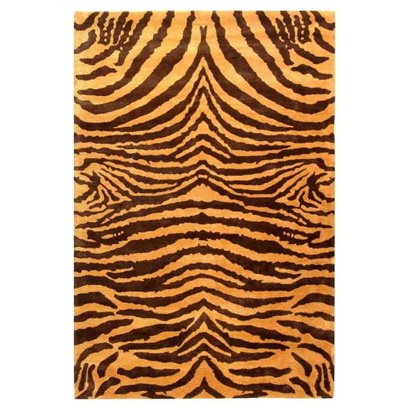 SAFAVIEH Soho Eglantine Animal Striped Wool Area Rug, Brown/Gold, 6' x 9'