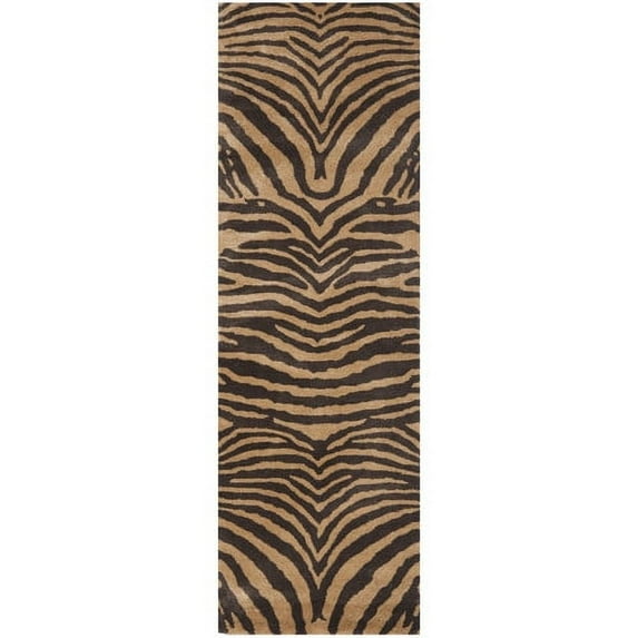 SAFAVIEH Soho Eglantine Animal Striped Wool Runner Rug, Brown/Gold, 2'6" x 8'