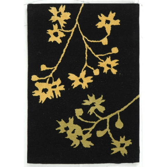 SAFAVIEH Soho Emerald Floral Wool Area Rug, Black/Lime, 2' x 3'