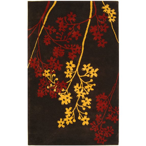 SAFAVIEH Soho Emerald Floral Wool Area Rug, Brown/Red, 3'6" x 5'6"