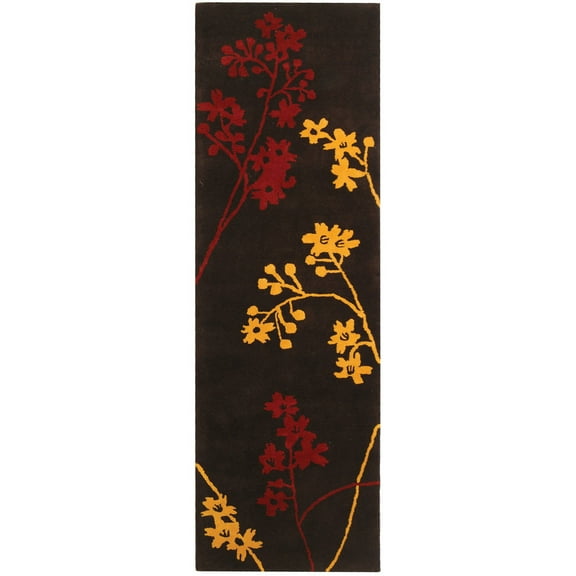 SAFAVIEH Soho Emerald Floral Wool Runner Rug, Brown/Red, 2'6" x 8'