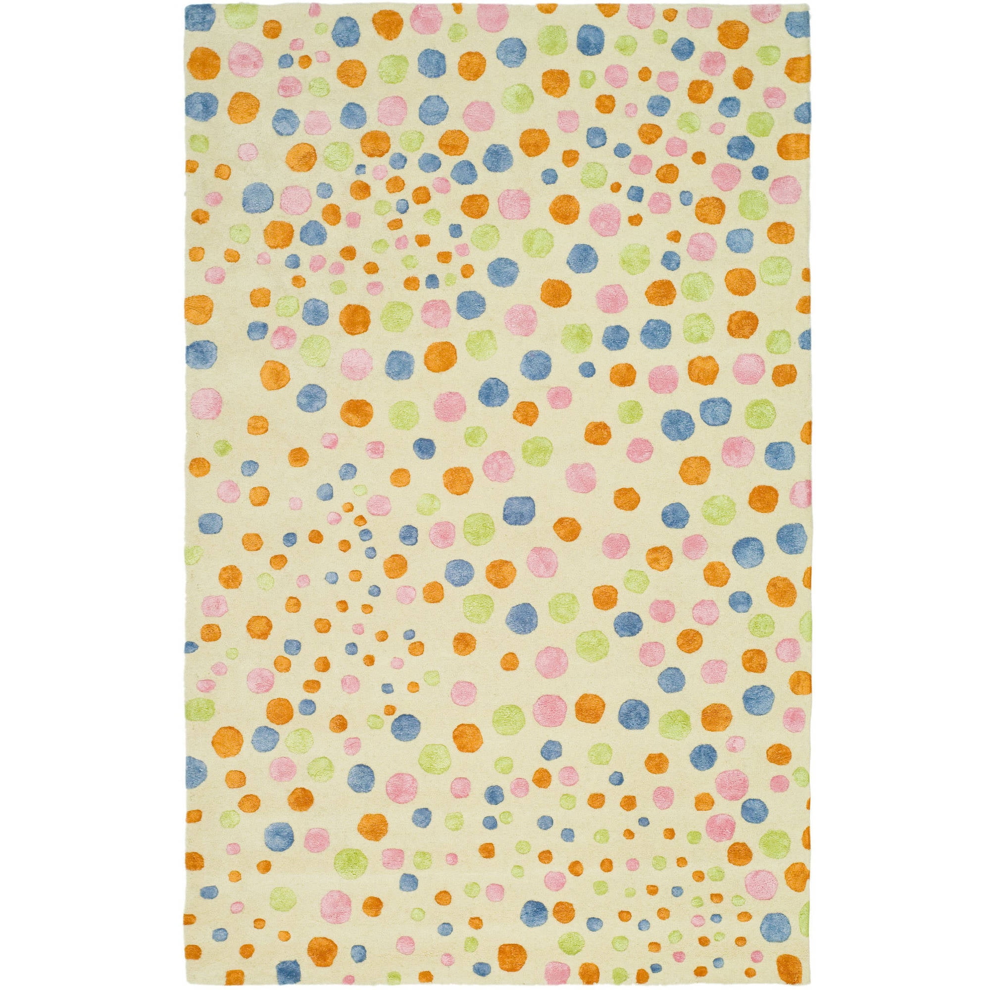 Ivory Multi-Color Tufted Wool Viscose Area Rug 5' x 8'