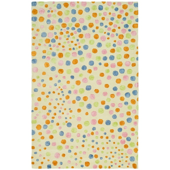 SAFAVIEH Soho Eric Polka Dots Wool Runner Rug, Ivory/Multi, 2'6" x 8'