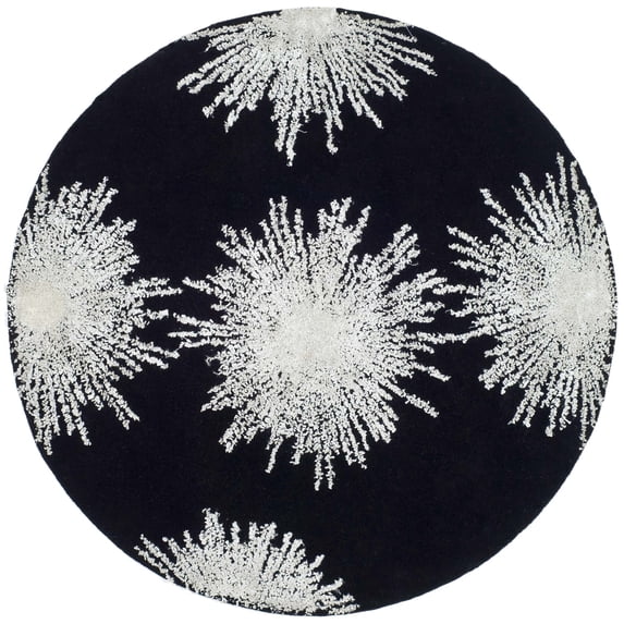 SAFAVIEH Soho Fiesta Geometric Area Rug, Black/White, 8' x 8' Round