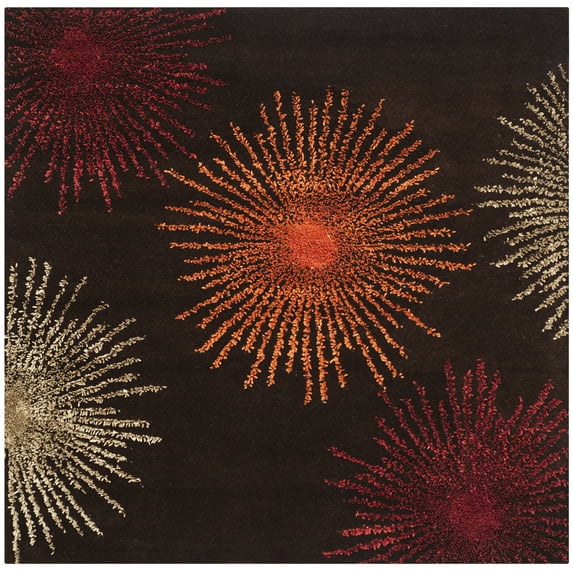 SAFAVIEH Soho Fiesta Geometric Area Rug, Brown/Multi, 6' x 6' Square