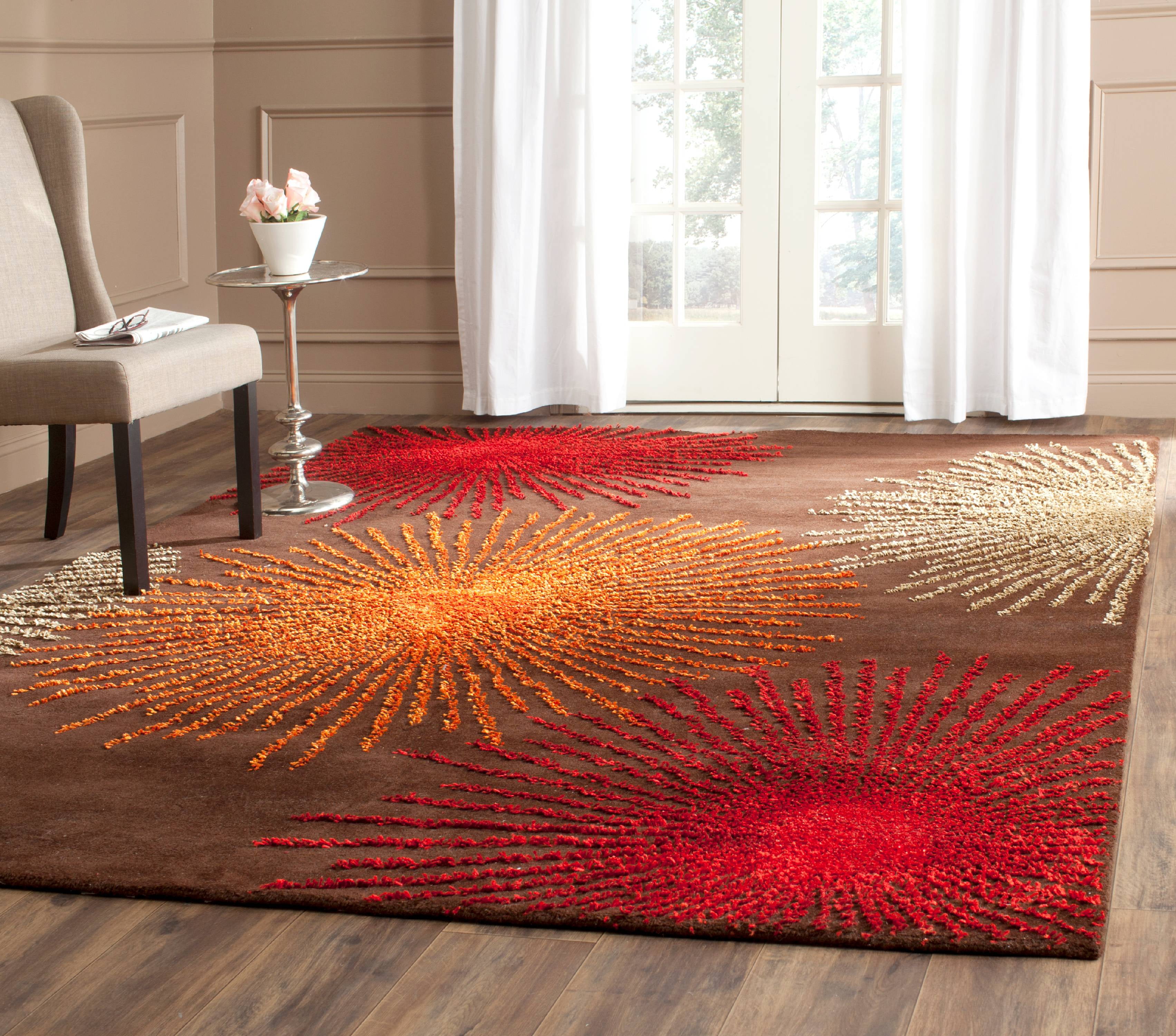 Hand-Tufted Brown Wool and Viscose Area Rug