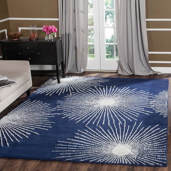 SAFAVIEH Soho Fiesta Geometric Area Rug, Dark Blue/Ivory, 2'6" x 4'