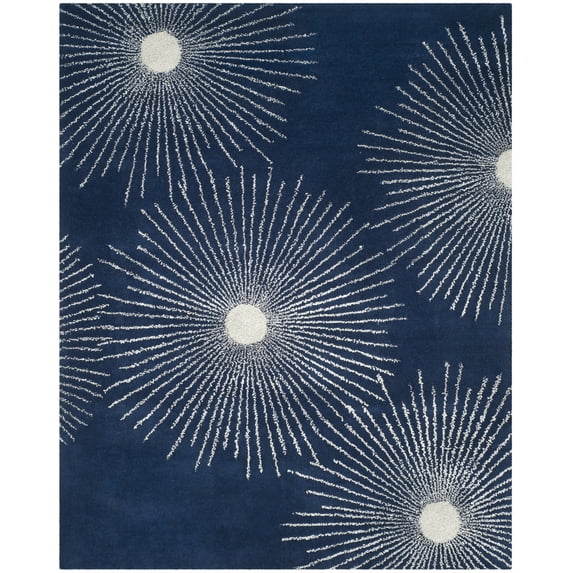 SAFAVIEH Soho Fiesta Geometric Area Rug, Dark Blue/Ivory, 8'3" x 11'
