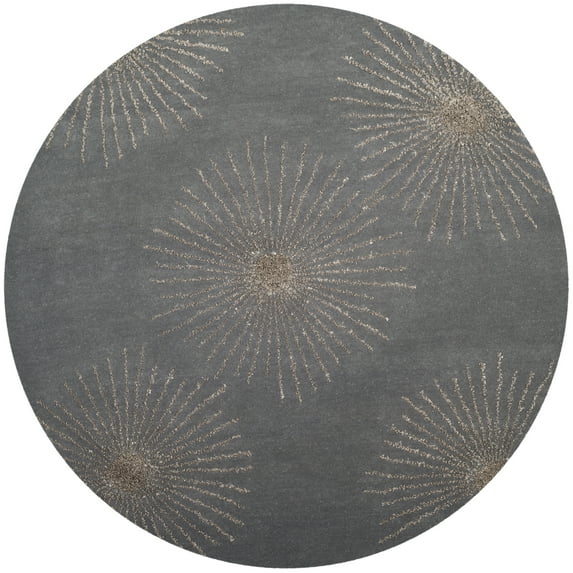 SAFAVIEH Soho Fiesta Geometric Area Rug, Dark Grey/Silver, 6' x 6' Round