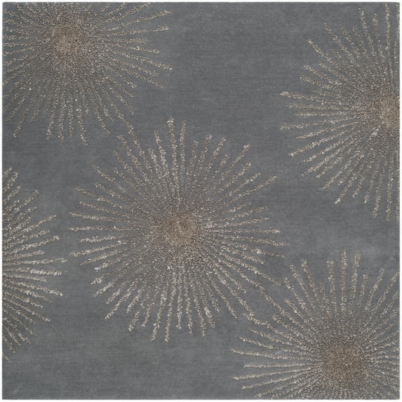 SAFAVIEH Soho Fiesta Geometric Area Rug, Dark Grey/Silver, 6' x 6' Square